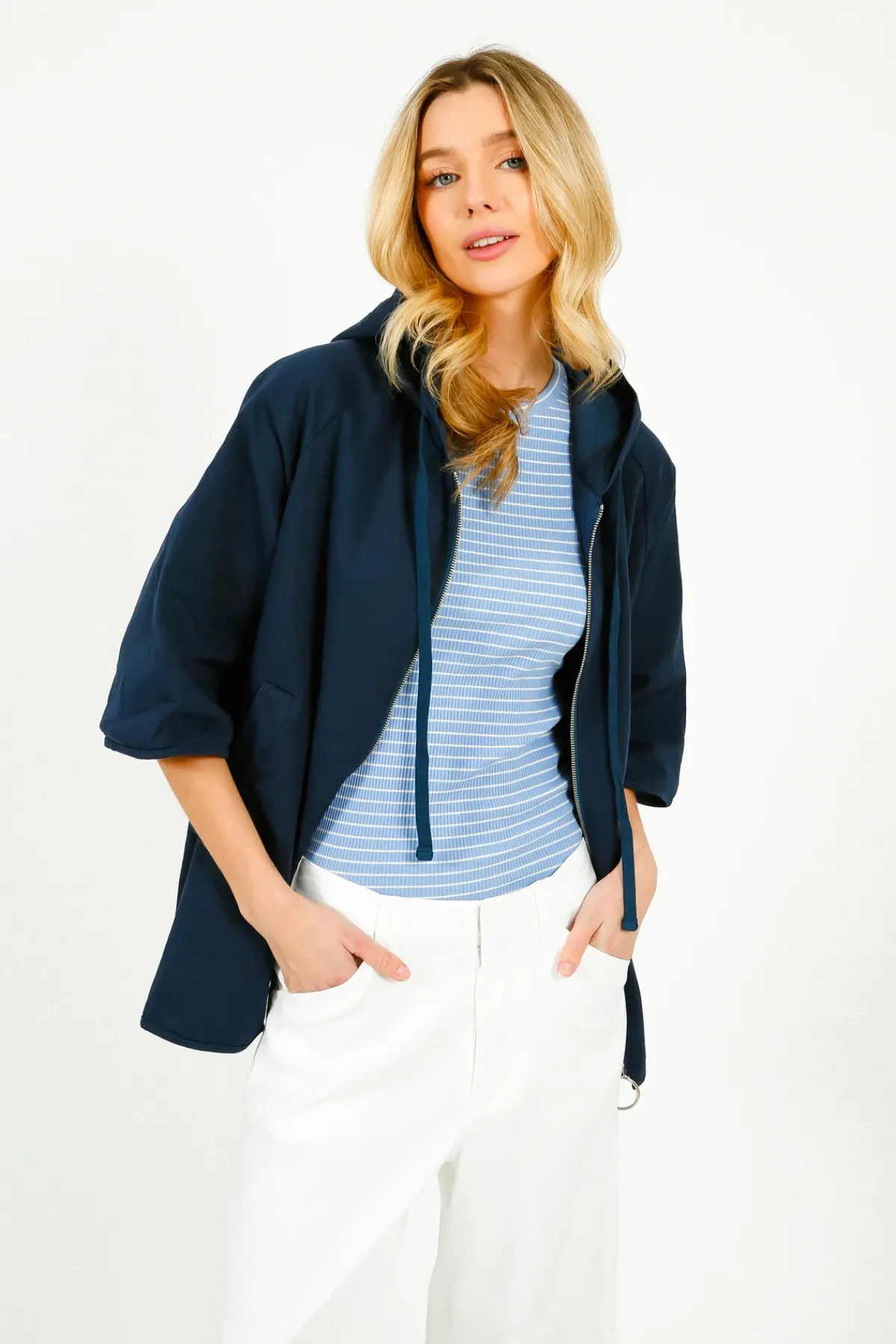 Tinsels Alba Rainy Zip Up in Navy
