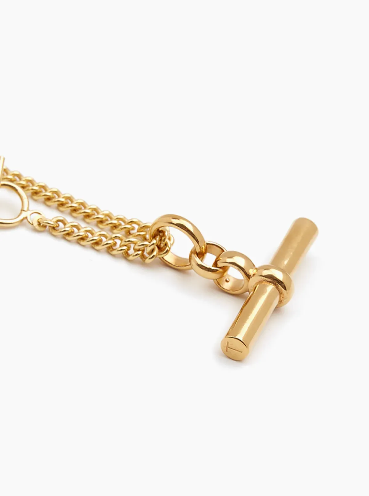 Tilly Sveaas TS Giant Gold T Bar on Curb Chain