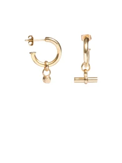 Tilly Sveaas TS Small Gold Hoop T-Bar Earrings