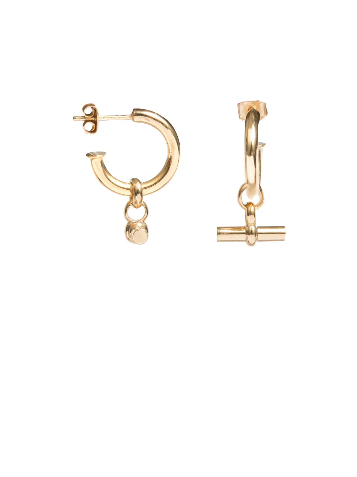 Tilly Sveaas TS Small Gold Hoop T-Bar Earrings