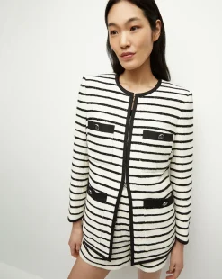 Veronica Beard VB Foster Dickey Jacket in Ivory, Black