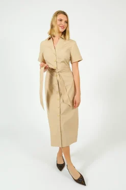 Veronica Beard VB Tabby Midi Dress in Stone Khaki