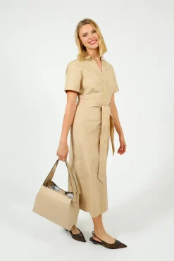 Veronica Beard VB Tabby Midi Dress in Stone Khaki