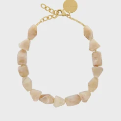 Vanessa Baroni VBARONI Stone Shaped Necklace in Honey Marble