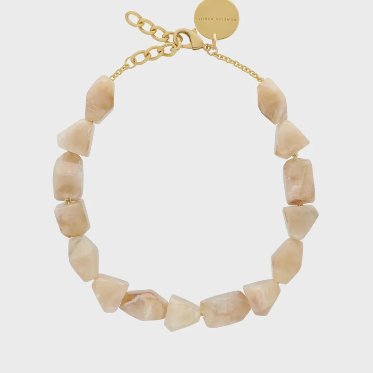 Vanessa Baroni VBARONI Stone Shaped Necklace in Honey Marble